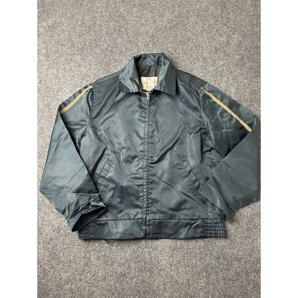 Mens Golden Fleece Green Nylon Zip Jacket Industrial Outerwear, Size XL